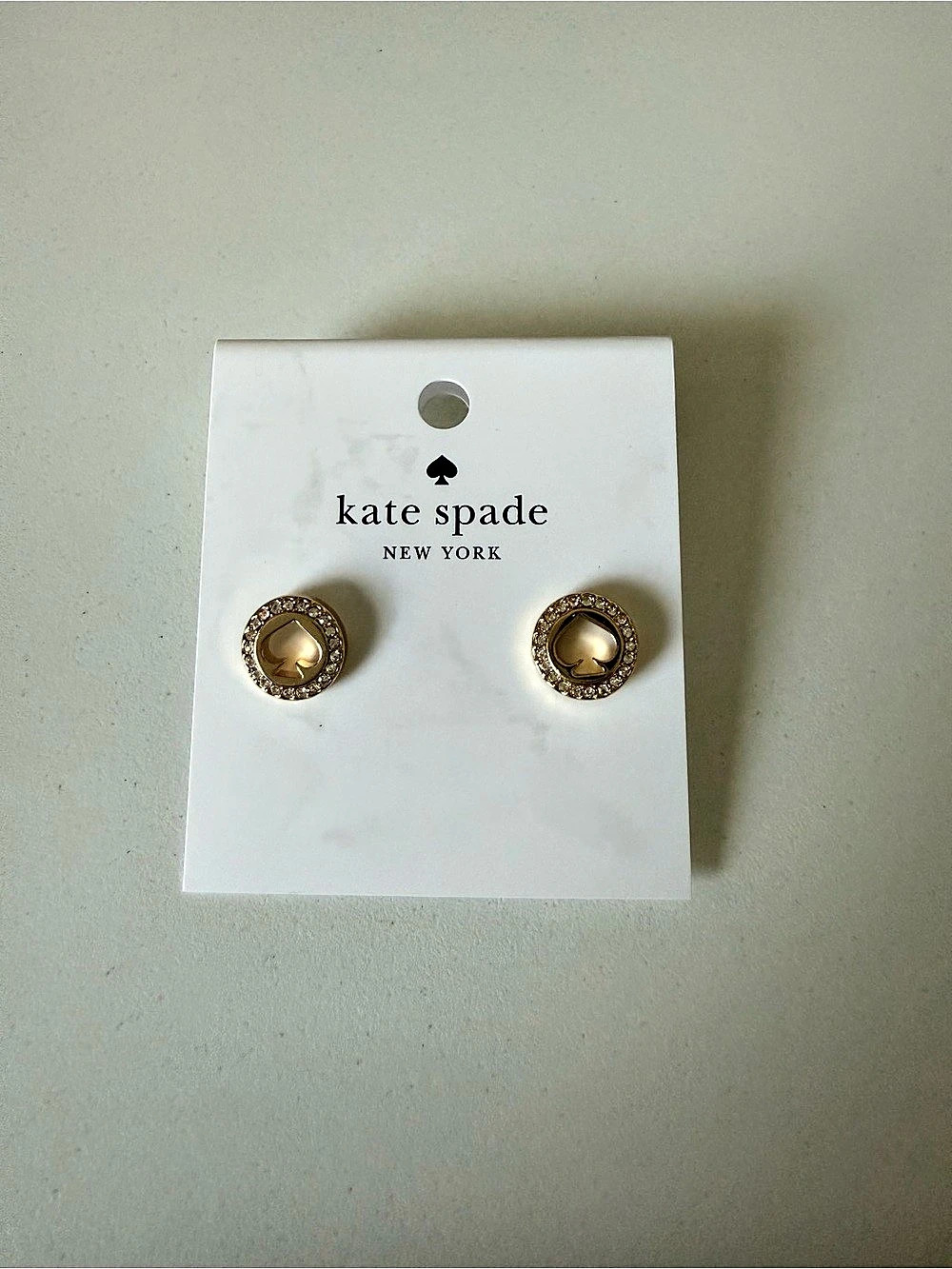 New w/ Tags! Kate Spade Gold Stud Earrings w/ Rhinestone Detailing